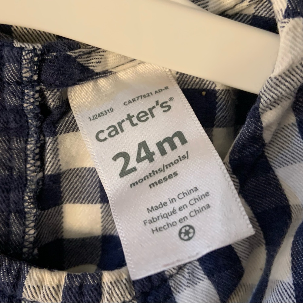 Carter's Girl's Size 24 Months Navy & White Checkered Casual Long Sleeve Dress - Picture 8 of 8